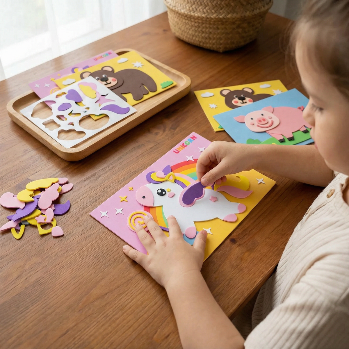 Sticker Placement Activity Set with Animal and Vehicle Picture Boards
