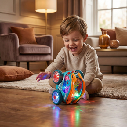 Flipping Stunt Car with Multicolor LED Lights and 360 Degree Rotation, Rechargeable