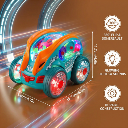 Flipping Stunt Car with Multicolor LED Lights and 360 Degree Rotation, Rechargeable
