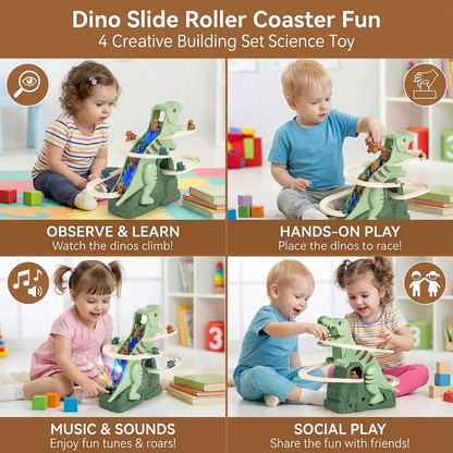 Dinosaur Climbing Slide with Roller Coaster Track for Kids