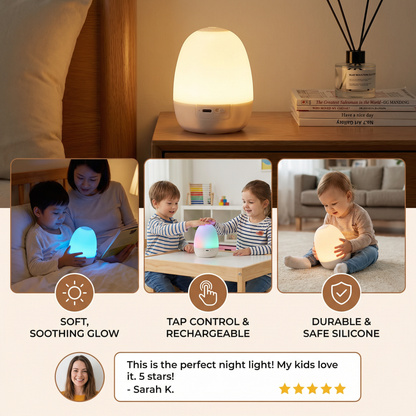Egg Shaped Silicone LED Night Light with Touch Control for Color and Brightness Changes