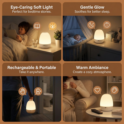 Egg Shaped Silicone LED Night Light with Touch Control for Color and Brightness Changes