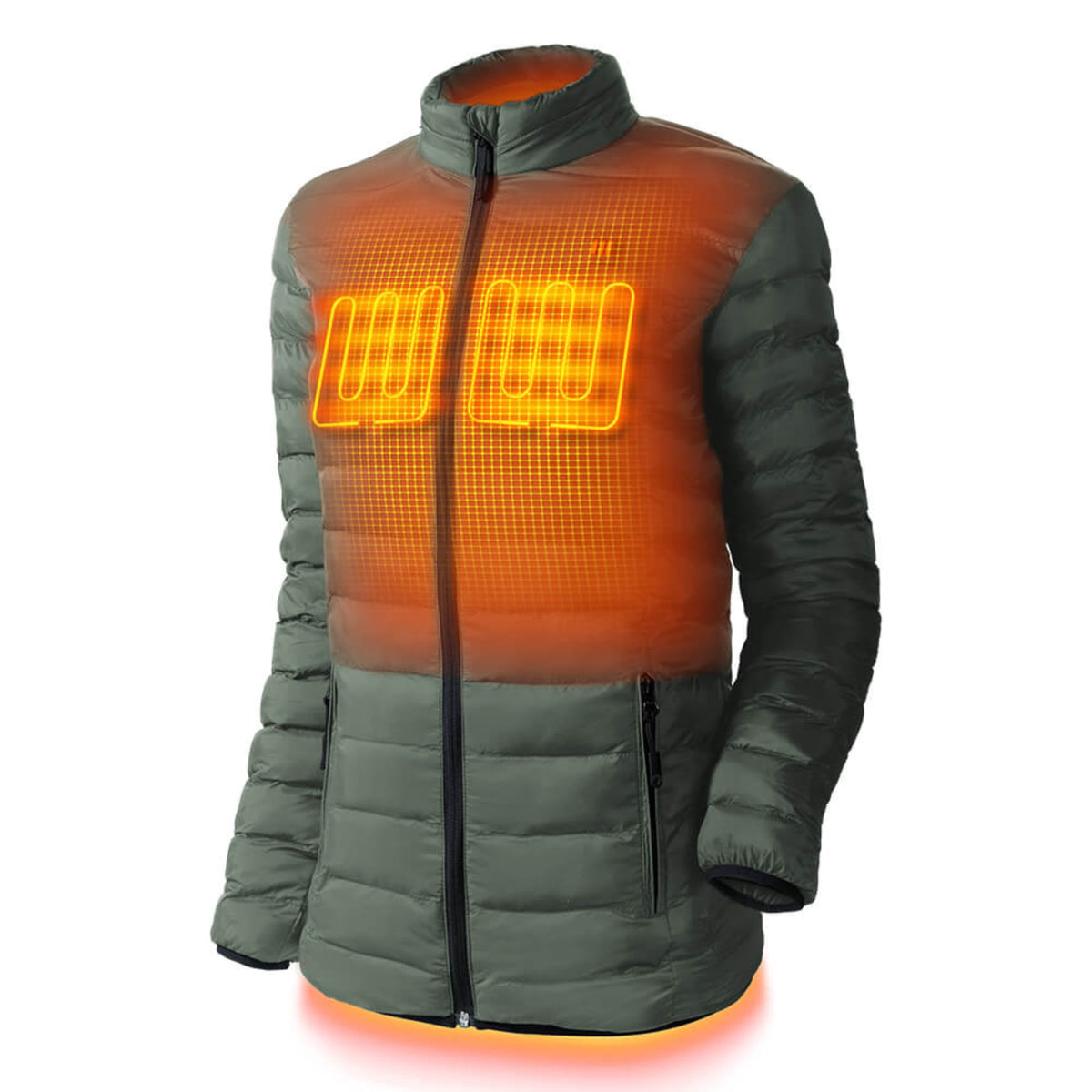 Womens Rechargeable Heated Puffer Coat with Three Heat Zones and Elastic Cuffs for Winter