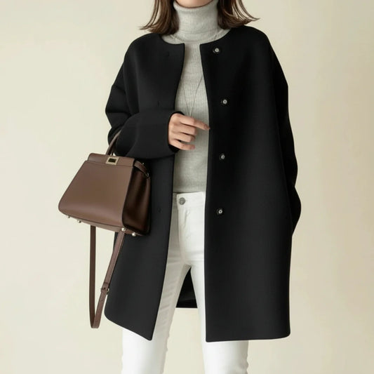 Clara Collarless A-Line Coat