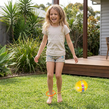 LED Ankle Skip Ball with Glowing Lights for Kids Jumping Games in Pink, Blue or Yellow